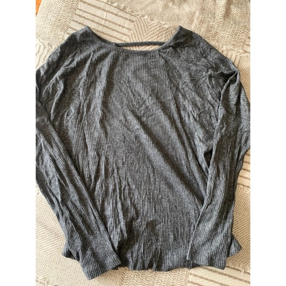 Gray Ribbed Cross Back So Sweater - Picture 1 of 4